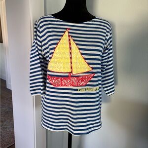 Vintage Camp Beverly Hills small 3/4 sleeve sailboat knit top